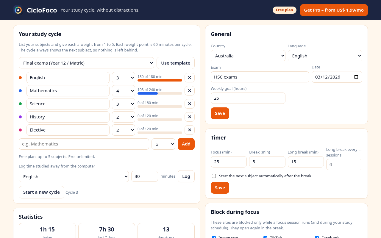 CicloFoco screenshot