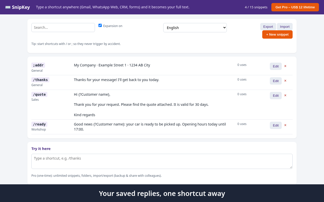 SnipKey screenshot