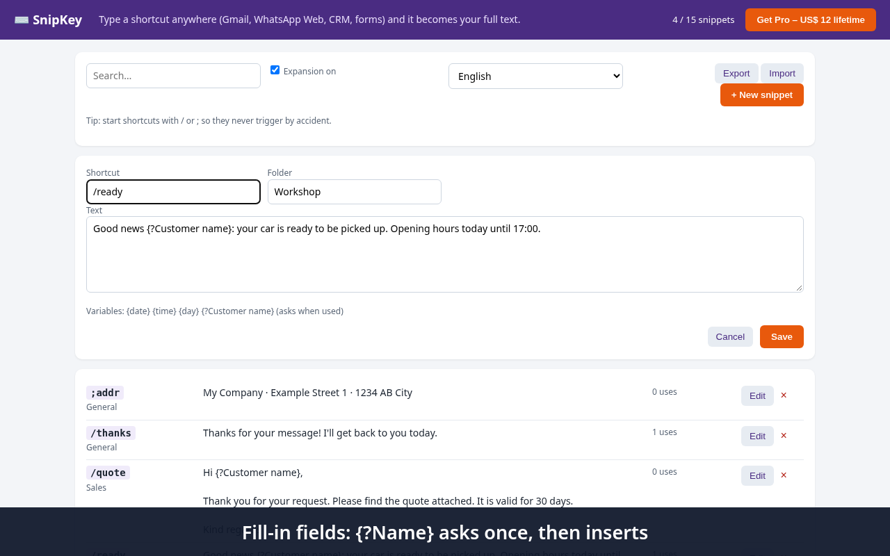 SnipKey screenshot